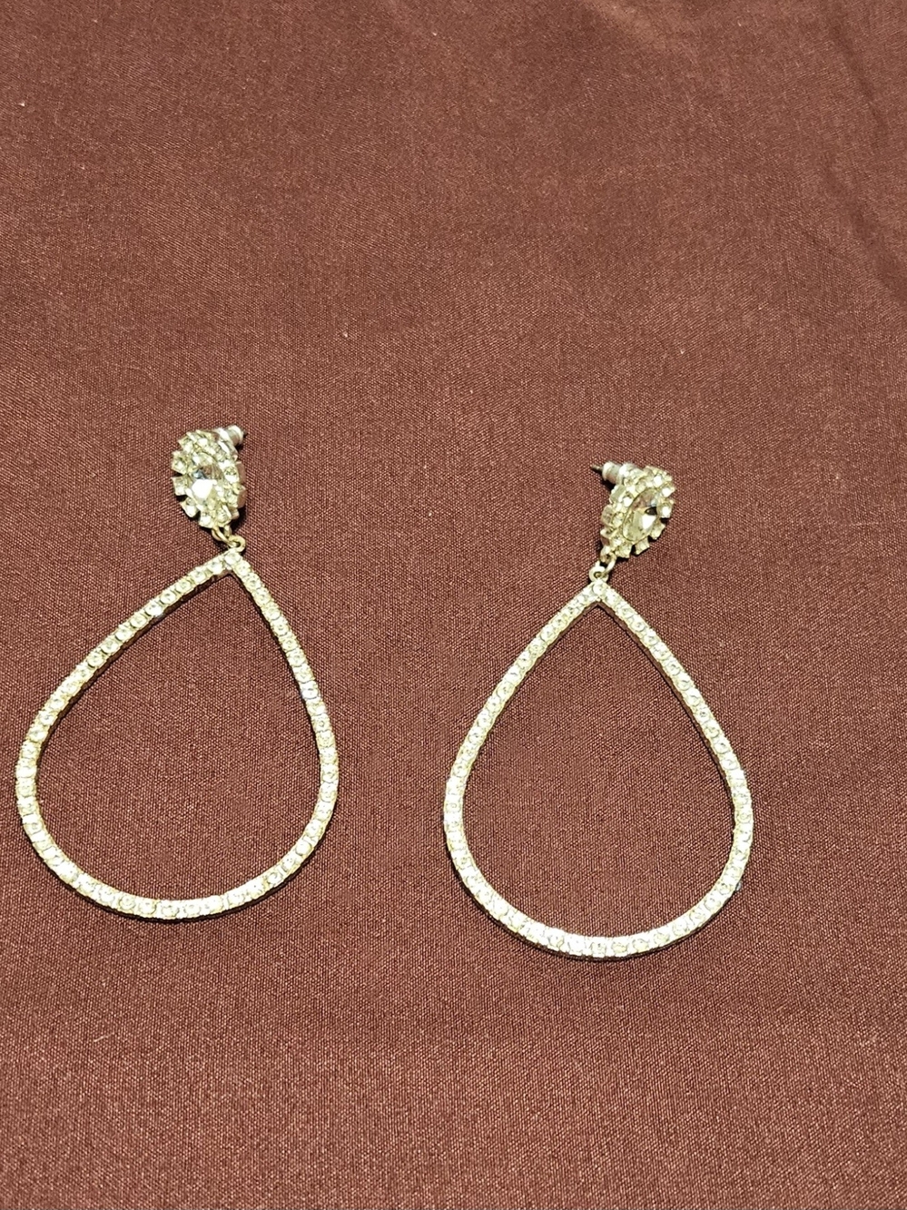 Rhinestone Teardrop Hoop Earrings - Elegant Women’s Jewelry